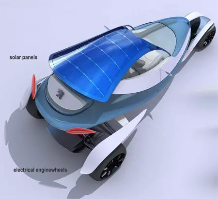 Futuristic Sleek Peugeot Shoo Car Concept with Solar Panel Roof