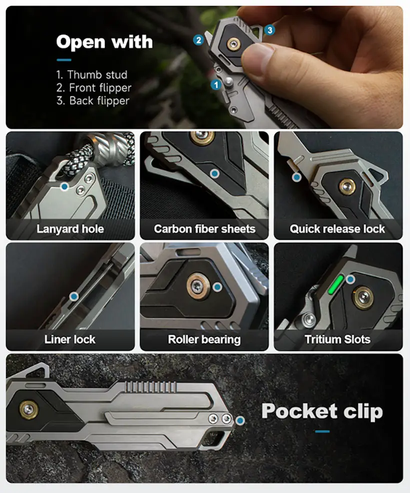 The Phantom 2.0 Titanium Folding Utility Knife