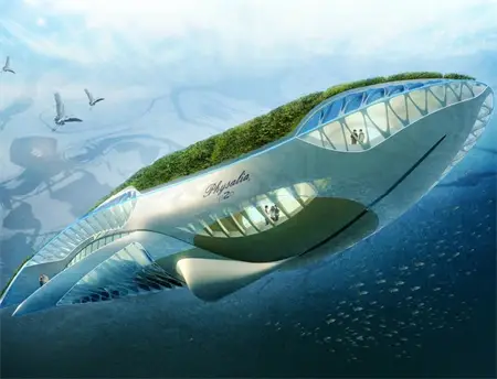 physalia vessel with amphibious garden