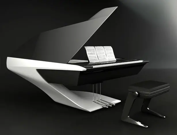 Futuristic Grand Piano by Peugeot Design Lab for Pleyel
