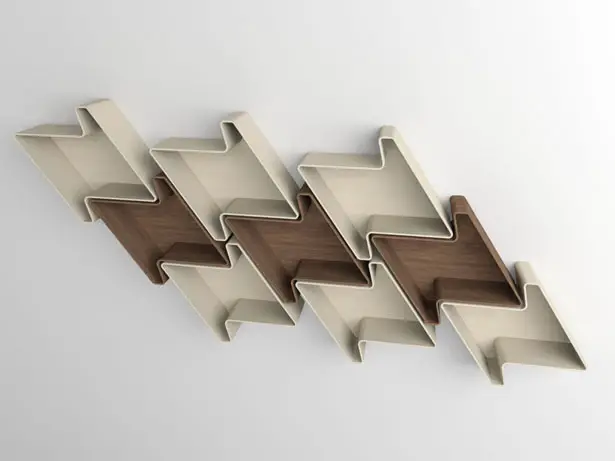 Pied-de-Poule Modular Wall Shelf System by Julia Quancard