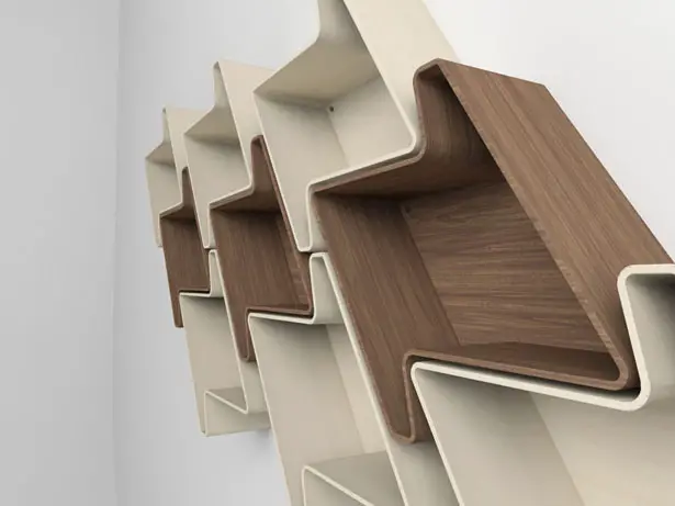 Pied-de-Poule Modular Wall Shelf System by Julia Quancard