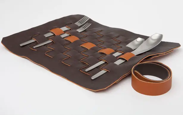 Piqnique : Cutlery Leather Holder by Jenny Hsu