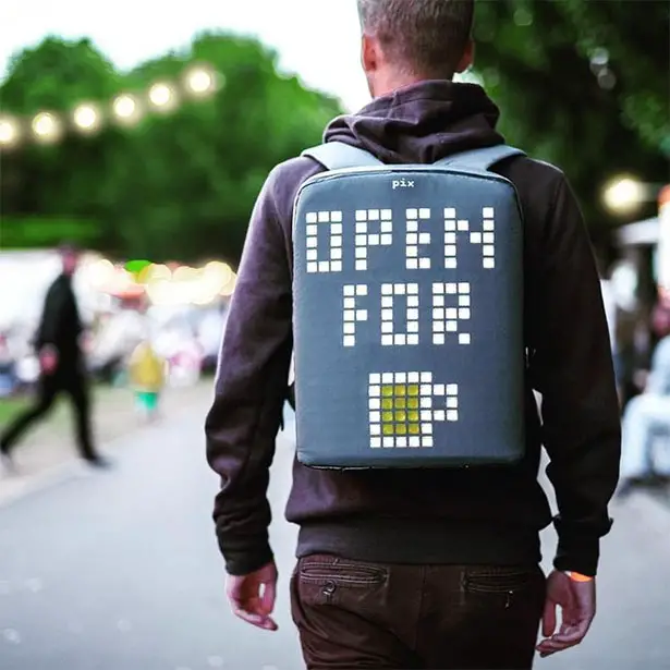 Pix Backpack with Programmable Screen to Display Images or Play Games