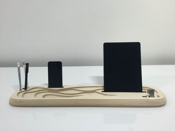 +- plus minus Flatpack Wooden Table Organization Docking Station by Subinay Malhotra