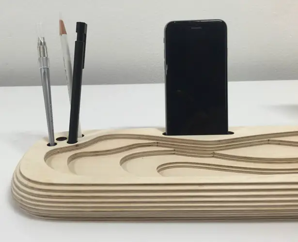 +- plus minus Flatpack Wooden Table Organization Docking Station by Subinay Malhotra