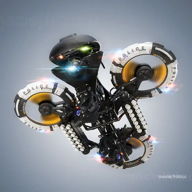 Futuristic Police Heavy Drone by Maciej Frolow