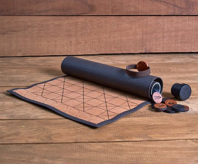 Leather Roll-Up Chess Board for Traveling Chess Players