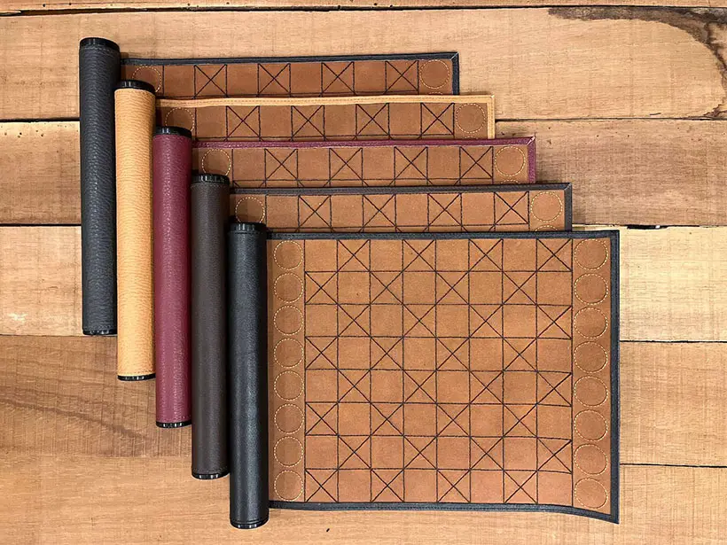 Leather Roll-Up Chess Board for Traveling Chess Players