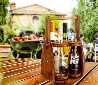 Collapsible, Portable Wood Wine Rack Holds A Couple of Wine Bottles in Style