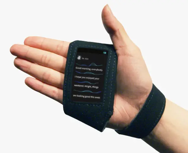 Q : Wearable Captioning Device for Hearing Impaired People to Communicate Better