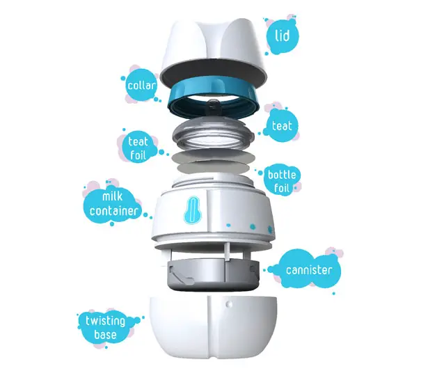 Qi Self Heating Disposable Baby Bottle by HJC Design