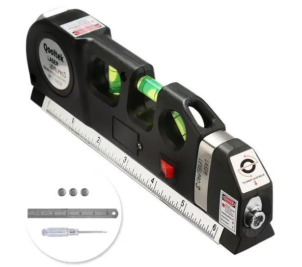 Qooltek Multipurpose Laser Measure Line with 8ft+ Measure Tape Ruler