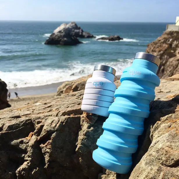 Que Bottle Stylish Collapsible Travel Water Bottle Tuvie Design