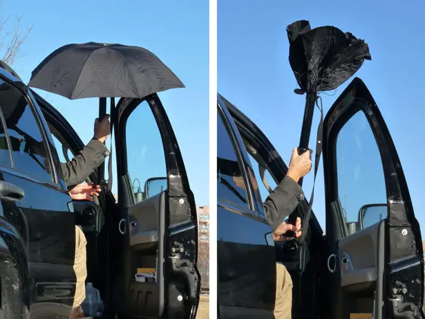 RainBender Umbrella Opens and Closes Inside a Cylinder Tube