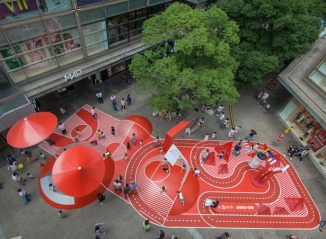 Red Planet Open Space Playground inside An Open-Air Retail Street