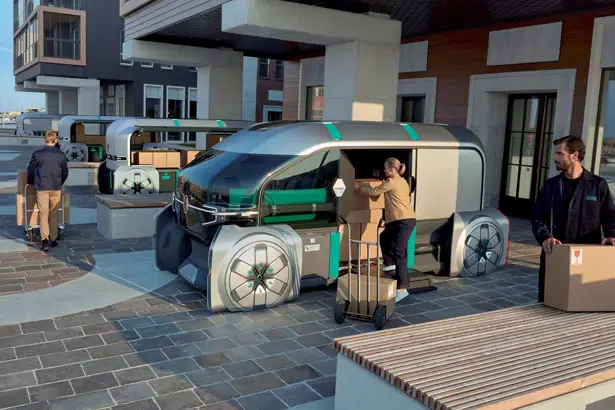 Futuristic Renault EZ-PRO Autonomous Delivery Robo-Vehicle