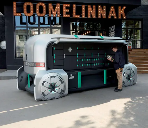 Futuristic Renault EZ-PRO Autonomous Delivery Robo-Vehicle