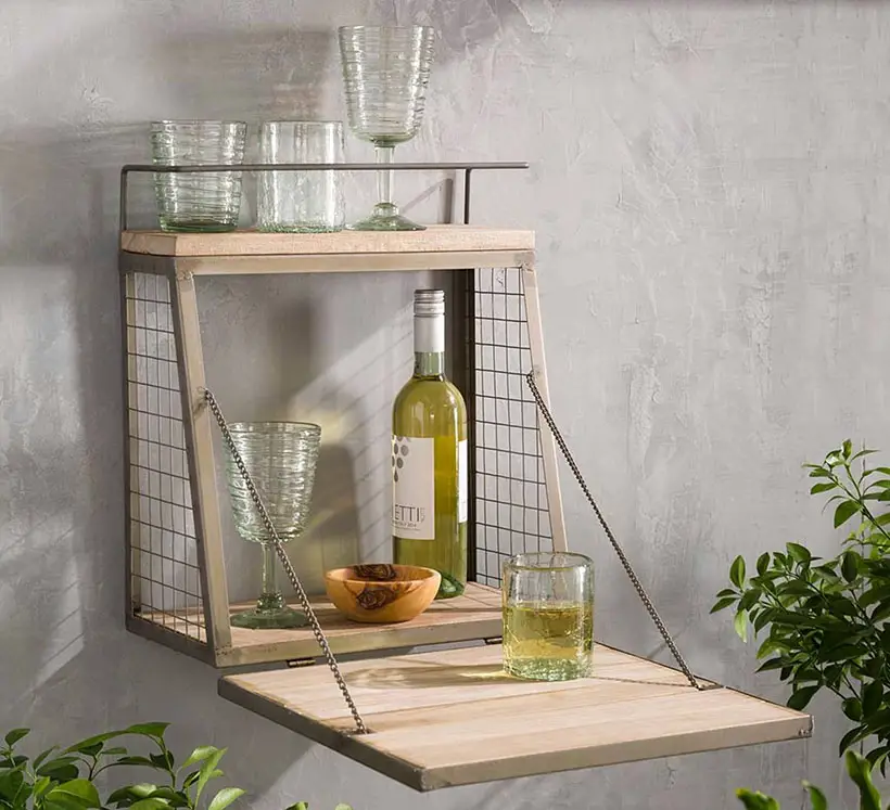 Industrial Style Retractable Wall-Mounted Mini Bar