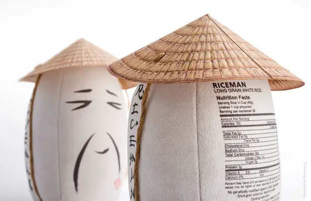 RICEMAN - Cute Rice Packaging Design Honors Farmer with Conical Hat Functions as A Measure by Backbone Branding