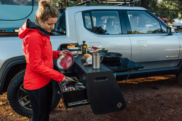 Rivian R1T Electric Pickup with Electric Camp Kitchen