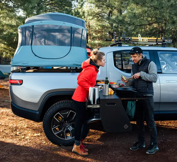 Rivian R1T Electric Pickup with Electric Camp Kitchen