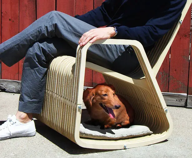 Rocking 2-gether Chair : A Rocking Chair with Built-in Pet House by Paul Kweton