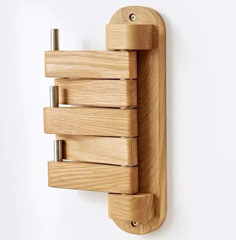 Modern, Wall Mounted Rotary Wooden Clothes Hanger