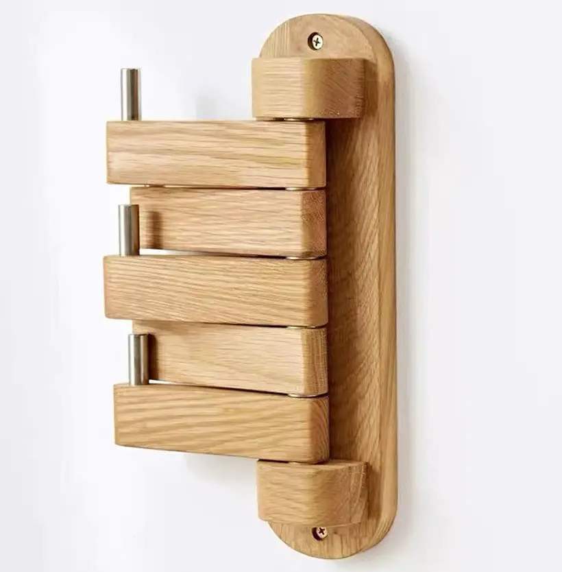 Modern, Wall Mounted Rotary Wooden Clothes Hanger