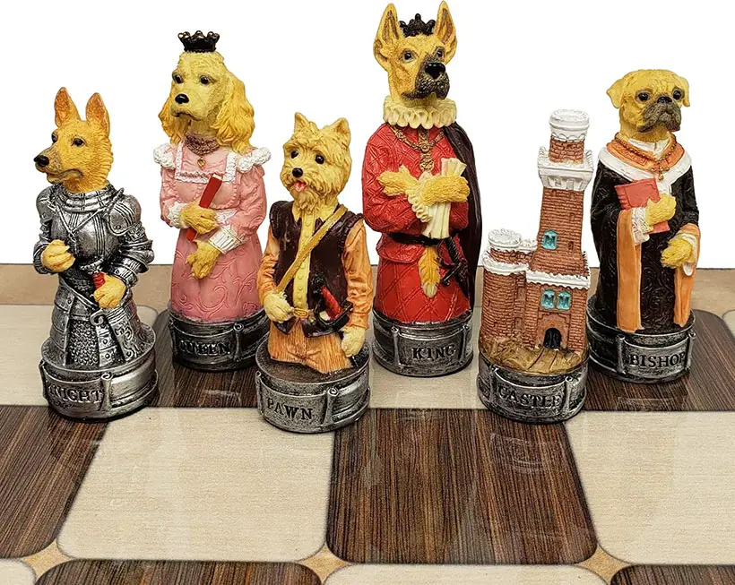 Royal Cats vs Dogs Chess Pieces Set