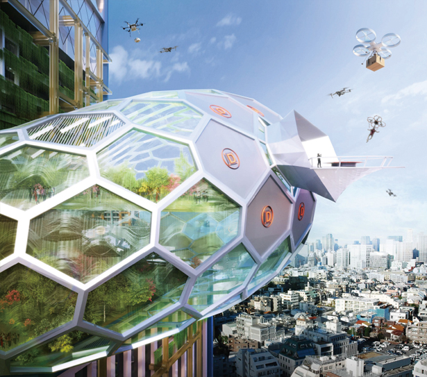 Futuristic Shibuya Hyper Cast. 2 Tower by Noiz Architects