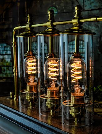 Steampunk Table Lamp Features Three Glass Tubes and Three Edison Light Bulbs