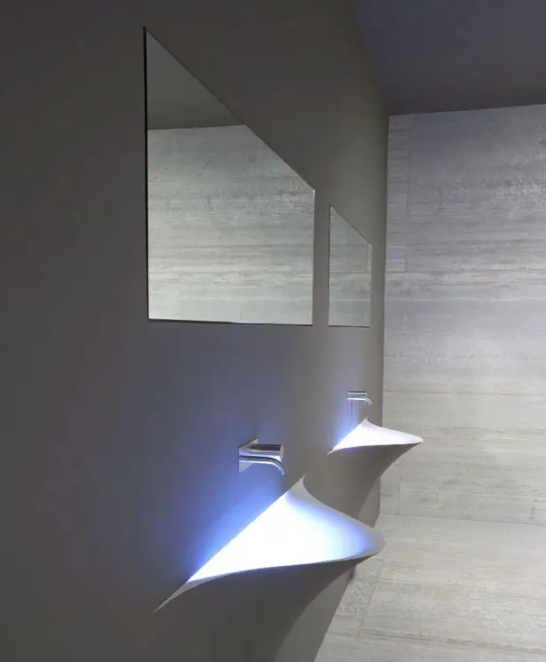 Gorgeous Silenzio Wall-Integrated Sink for Futuristic Bathroom