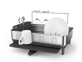 SimpleHuman Steel Frame Drying Rack Drains Excess Water Into Sink Fast