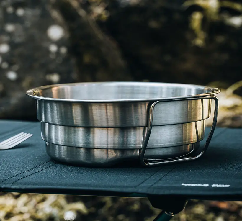 SimpleReal - Collapsible Stainless Steel Bowl Is Ideal for Outdoor Activity