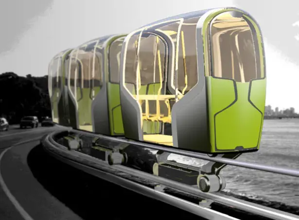 Slim Ride Driverless Electrical Rail System Concept Transportation by Oliver Neuland Design