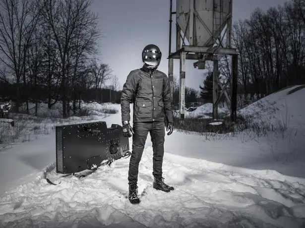 Snoped : A Snowmobile with Cafe Bike Race Posture by Joey Ruiter