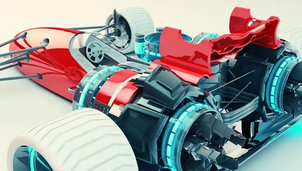 SoberPixels Red Racer F1 Racing Car by Ronald de Groot