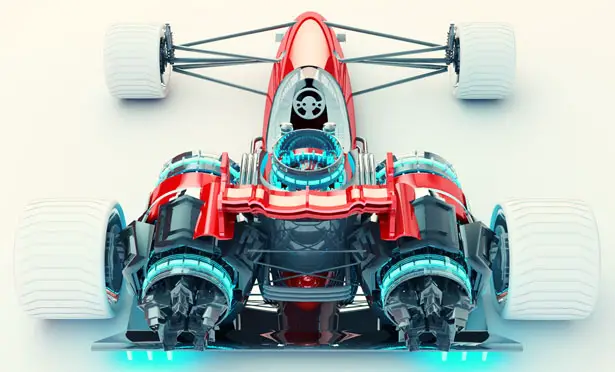 SoberPixels Red Racer F1 Racing Car by Ronald de Groot