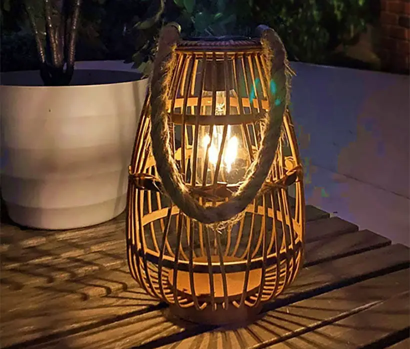 Solar Powered Outdoor Rattan Garden Lamp