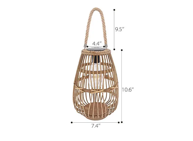 Solar Powered Outdoor Rattan Garden Lamp