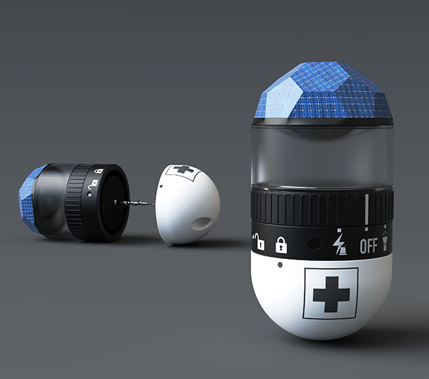 Solarpill Emergency Solar-Powered Light by Alican Faydalı