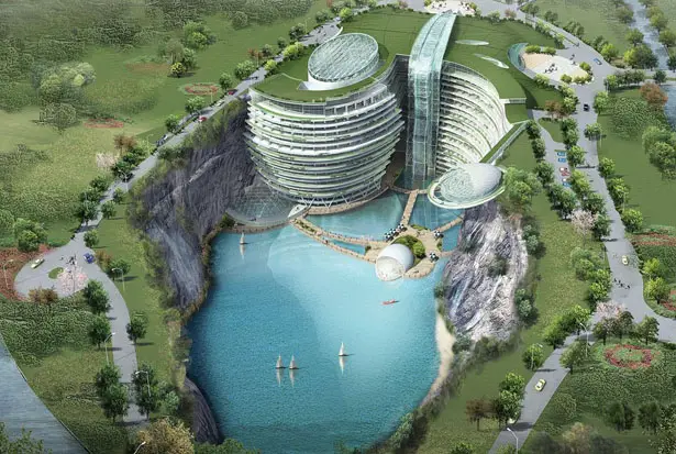 Stunning SongJiang Hotel Project Takes Advantage of Abandoned Water-Filled Quarry