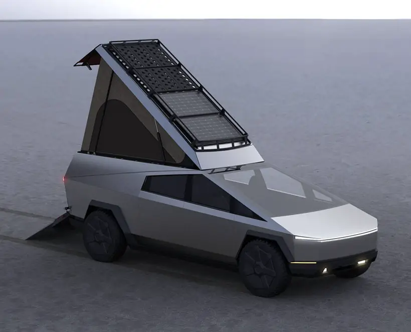 Space Camper: Wedge-Style Pop-up Camper for Tesla Cybertruck