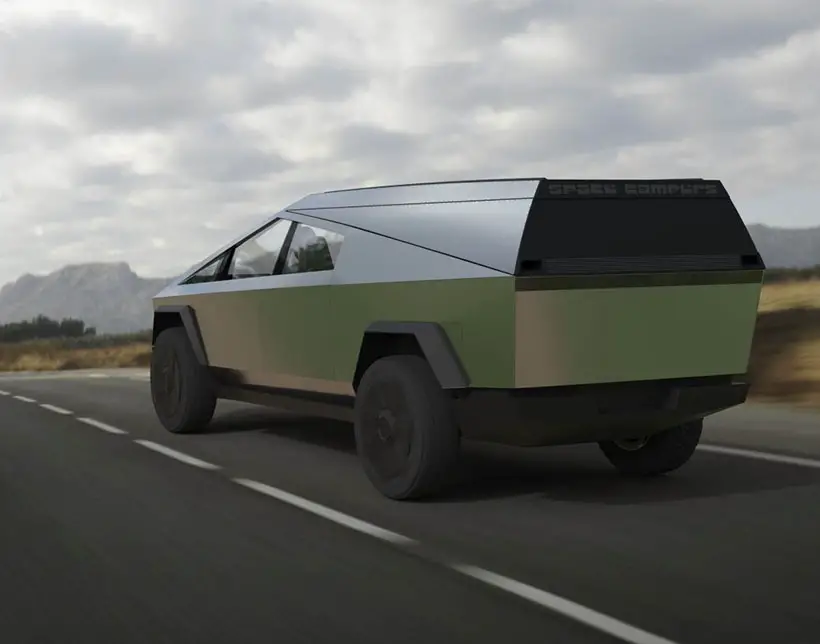 Space Camper: Wedge-Style Pop-up Camper for Tesla Cybertruck