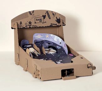 Space Travel DIY Cardboard Pinball Machine Can Be Constructed Without Glue or Tape