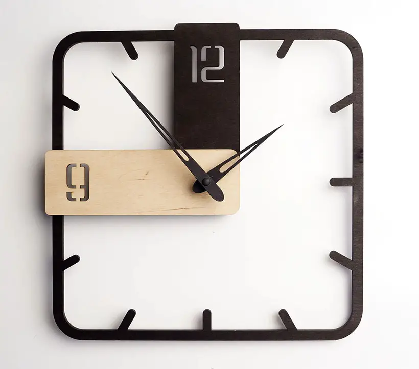 Square Wood Nordic Style Wall Clock Presents Minimalist Design At Its Best