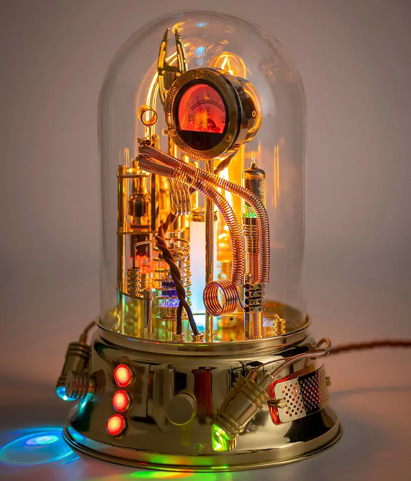 Steampunk Lamp Erebus Art Sculpture Comes With Working Voltmeter