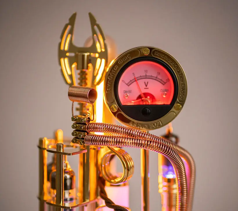 Steampunk Lamp Erebus Art Sculpture Comes With Working Voltmeter