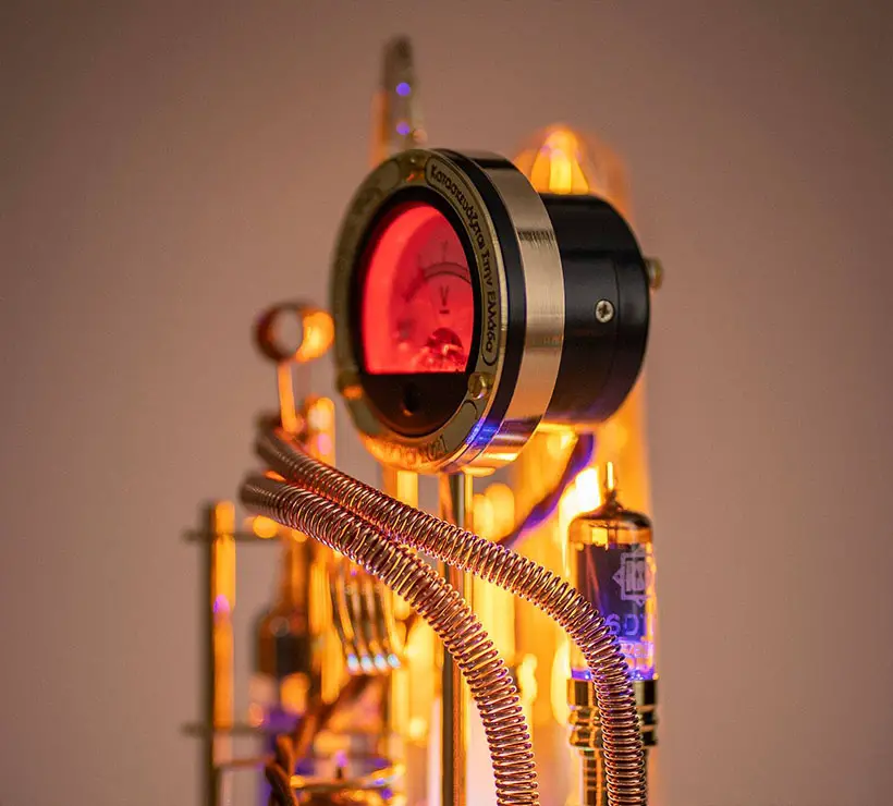 Steampunk Lamp Erebus Art Sculpture Comes With Working Voltmeter